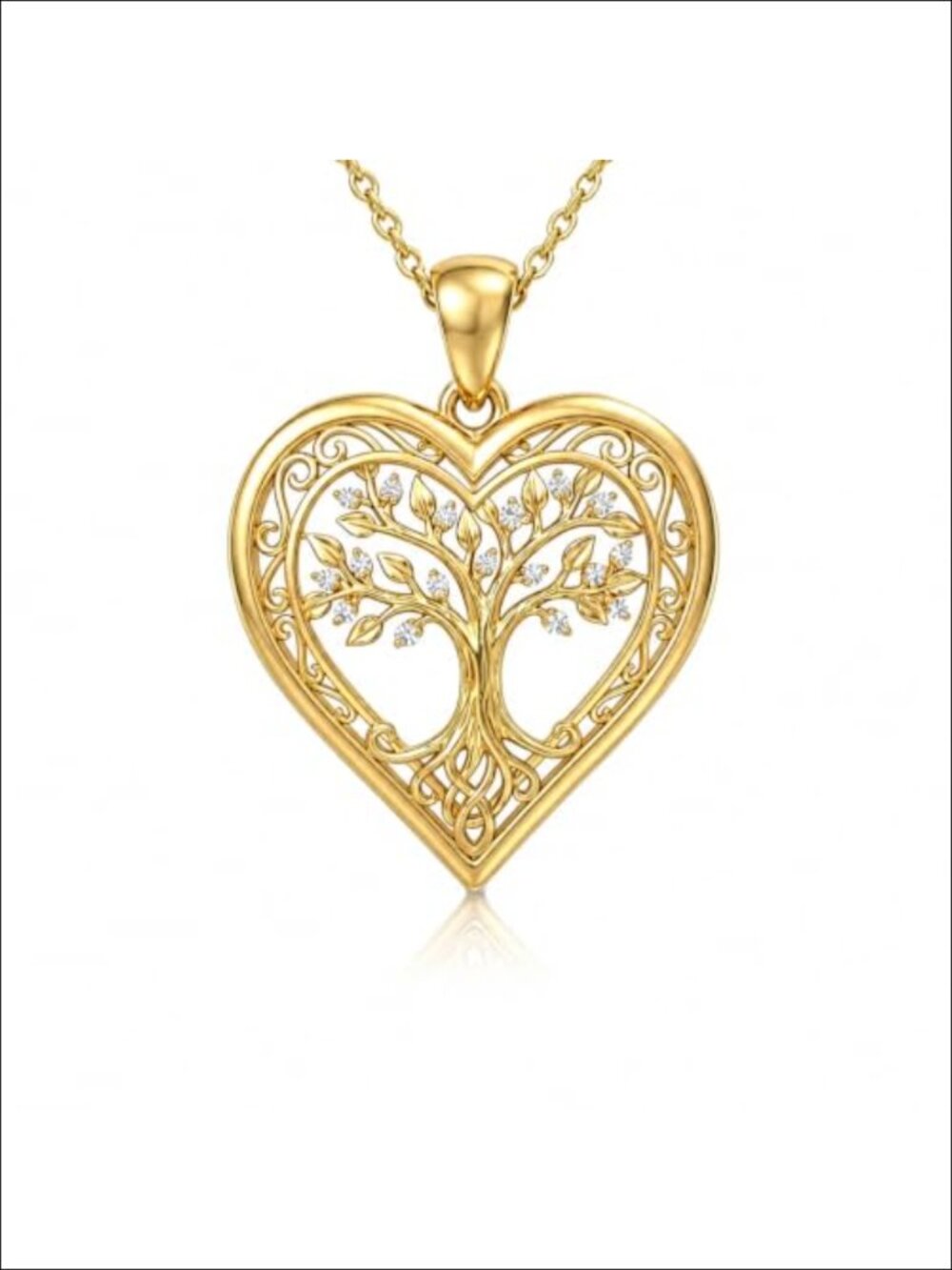 14K Gold Plated Heart Cross Necklace Tree of Life Pendant Christian Jewelry